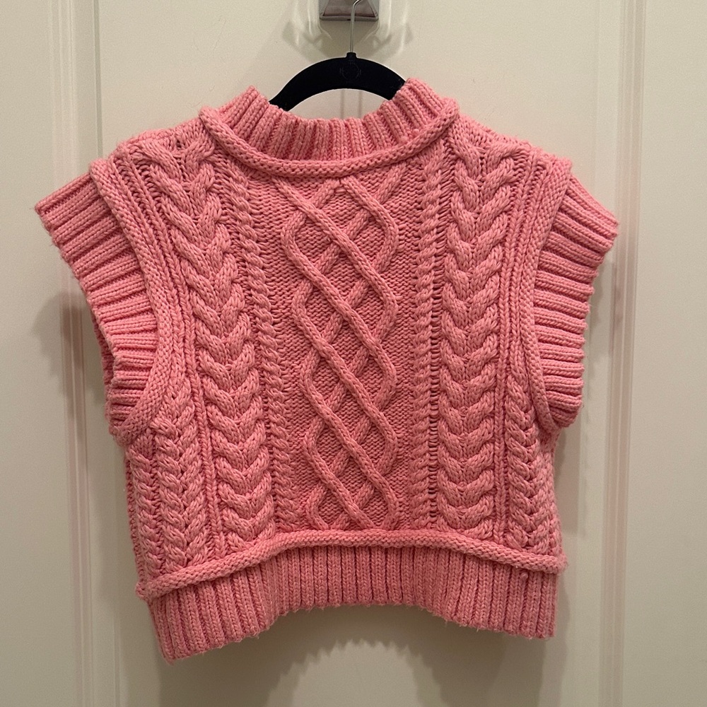 Zara pink cable knit sweater top size Small